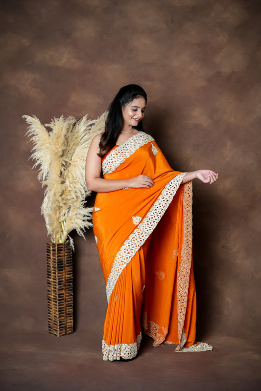 CRAPE SILK HANDWORK SAREE