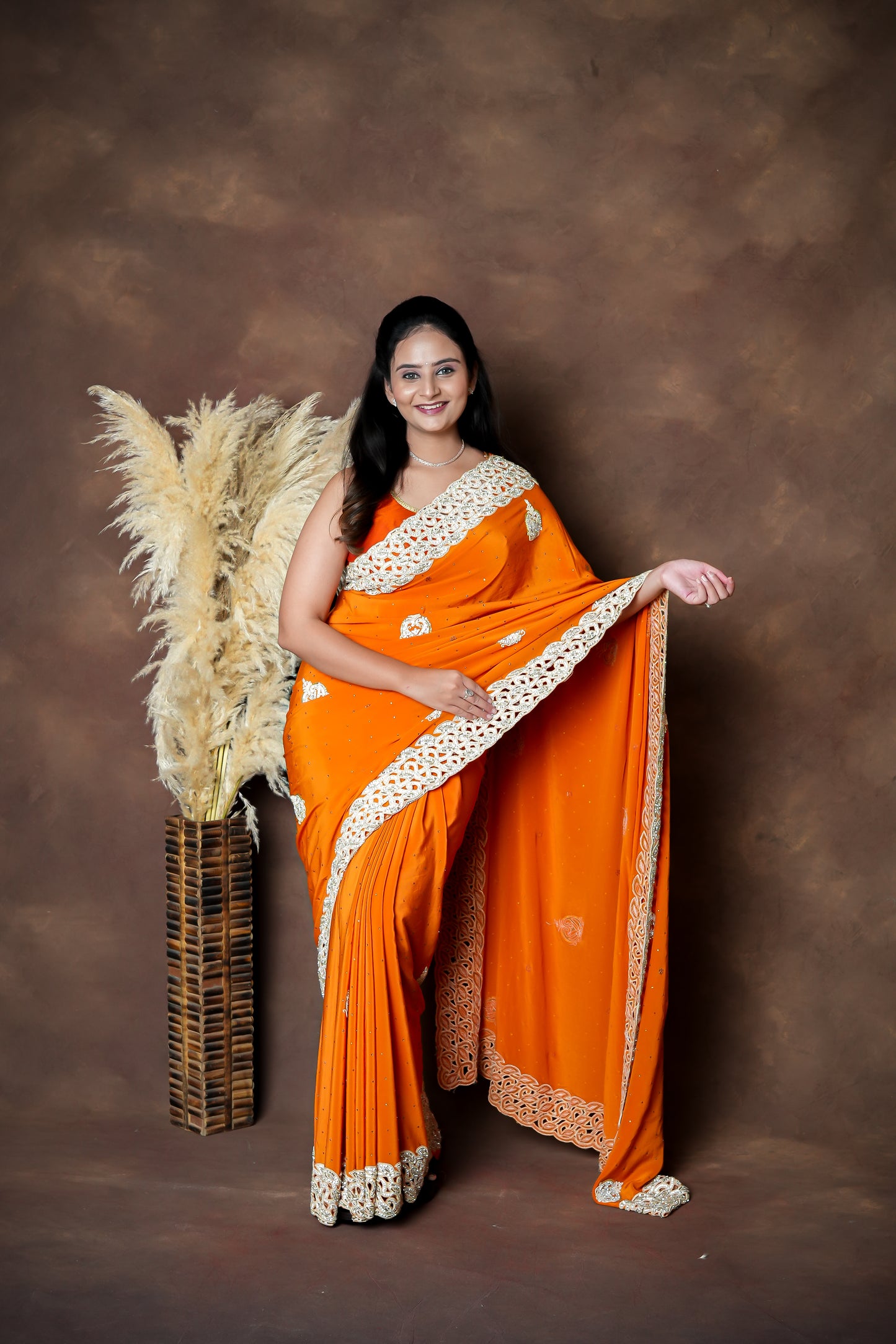 CRAPE SILK HANDWORK SAREE
