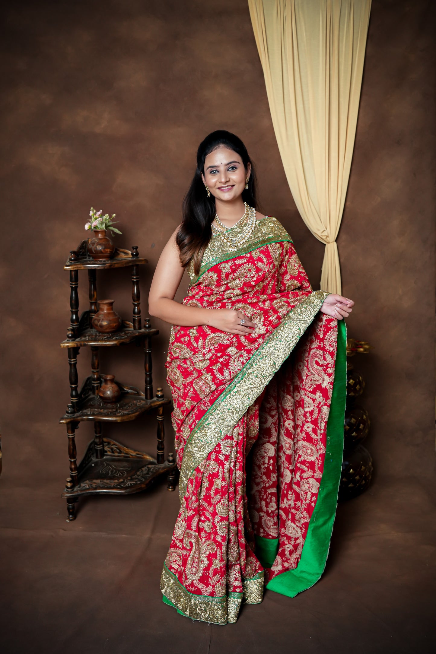 CRAP SILK HANDWORK SAREE