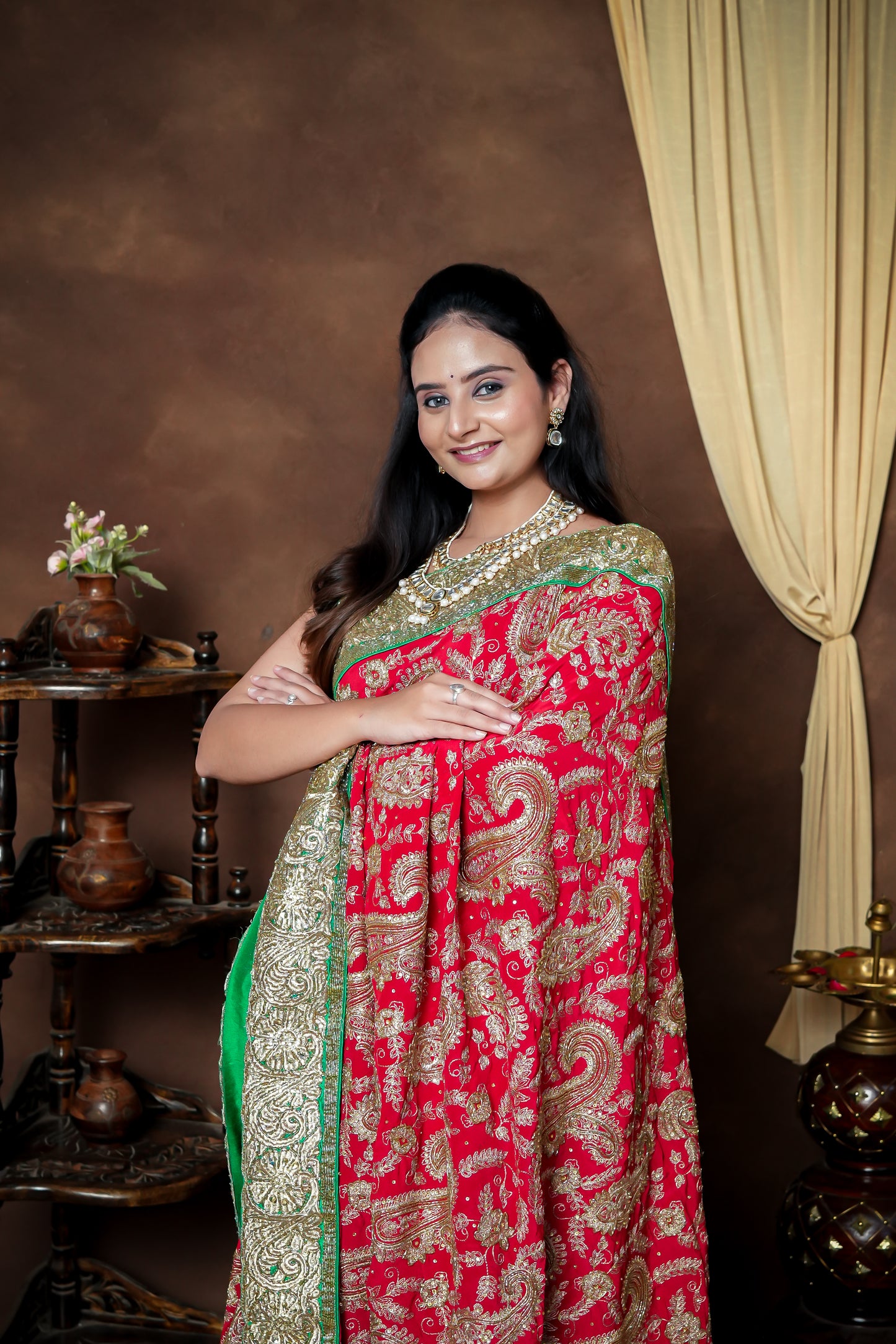 CRAP SILK HANDWORK SAREE