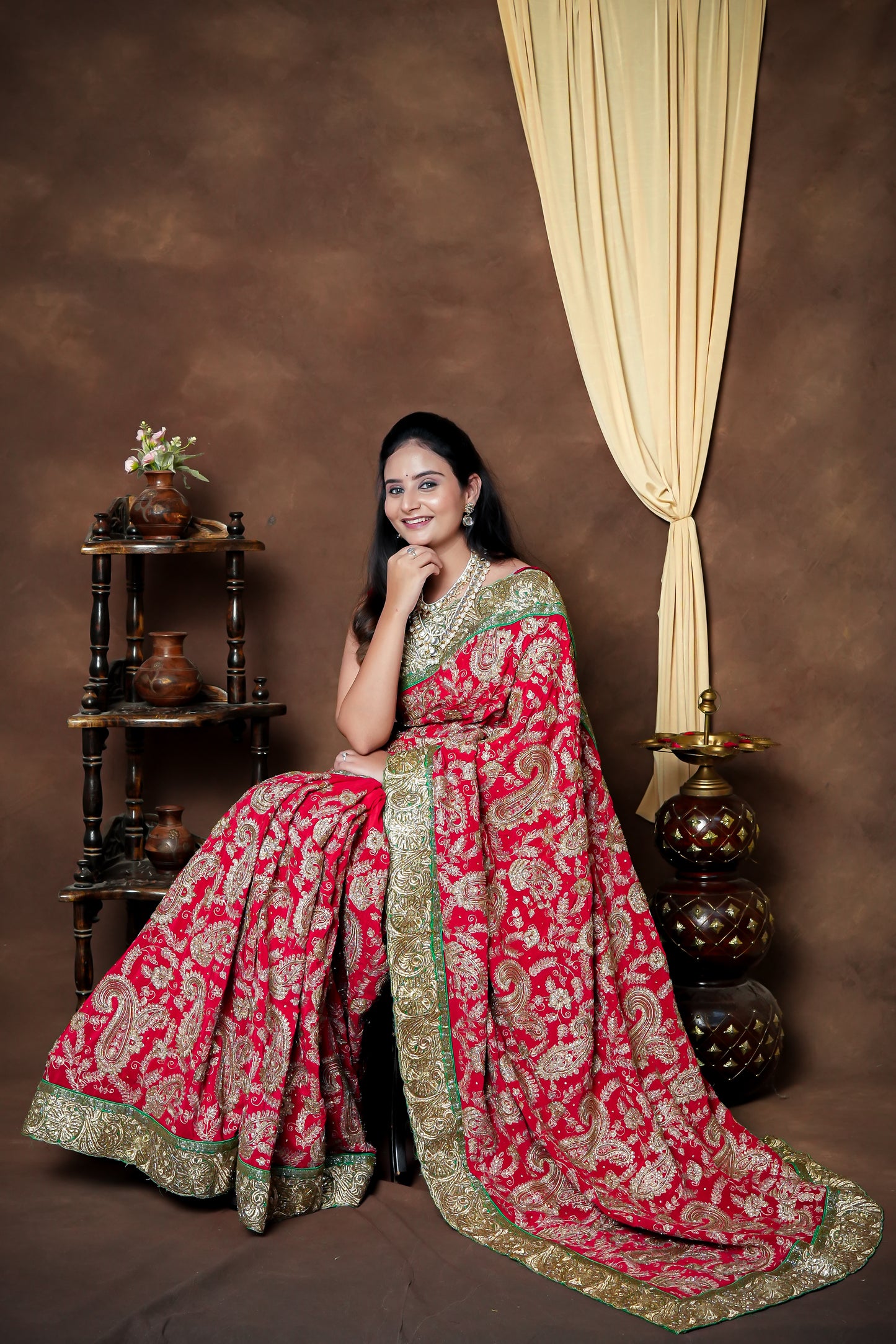 CRAP SILK HANDWORK SAREE